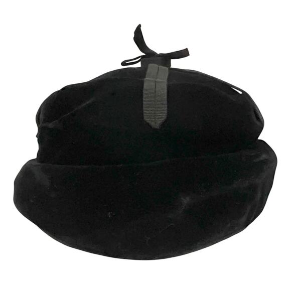 Cain Sloan Nashville Vintage Hat Women’s Velvet Black Ribbon Rolled Brim - Picture 1 of 8